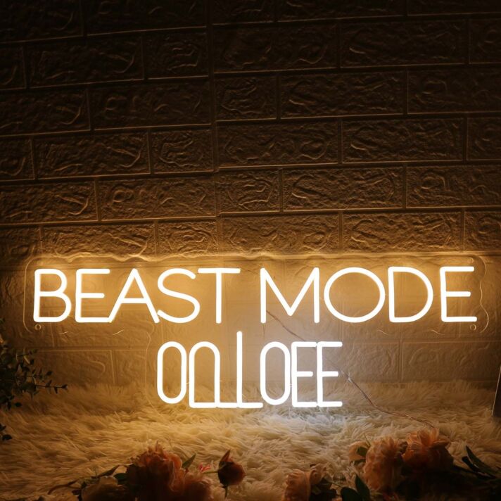 Beast Mode On Off Yellow Neon Sign