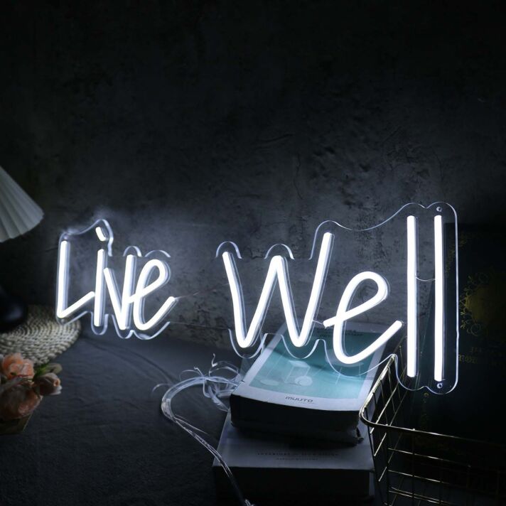 Live All White Neon Sign