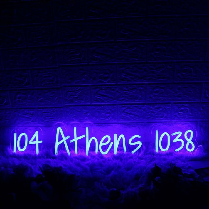104 Athens 1038 Blue Neon Sign