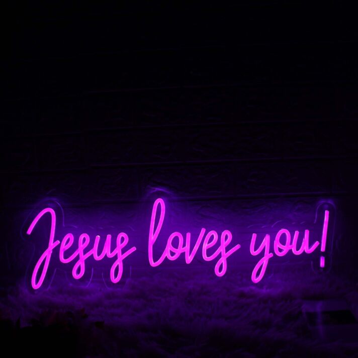 Jesus Loves You Purple Neon Sign