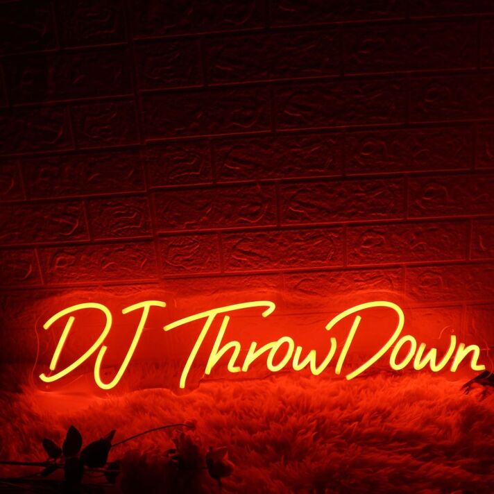 DJ Throw Down Red Neon Sign