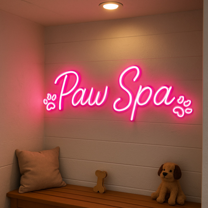 Pawfect Paw Spa Neon Light  Wall Decor