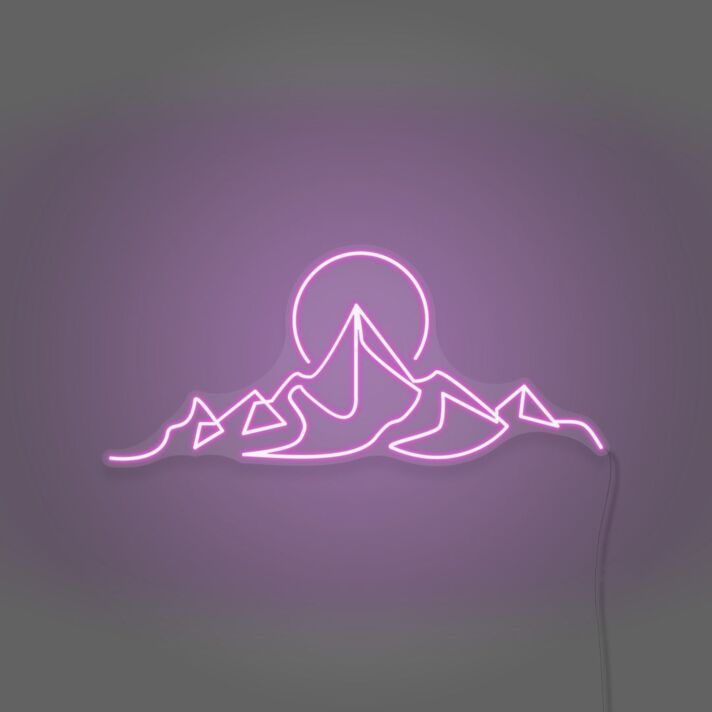 Moon over the mountains neon sign