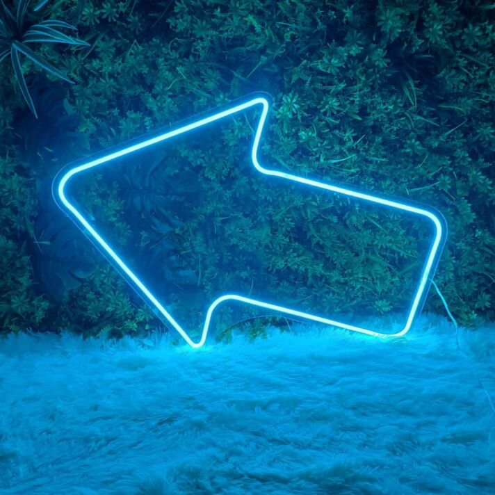 Arrow Pointing Left Neon Directional Cues in Light