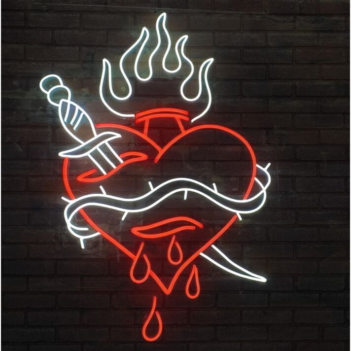 Abstract Wounded Heart Pattern Neon Sign