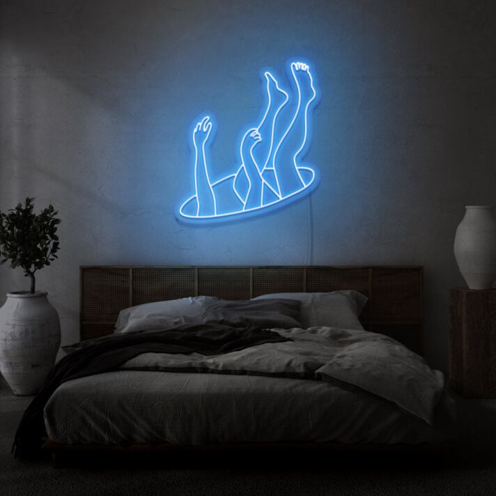 Falling Through A Hole Customs Neon Art Capturing the Essence of Surreal Adventure