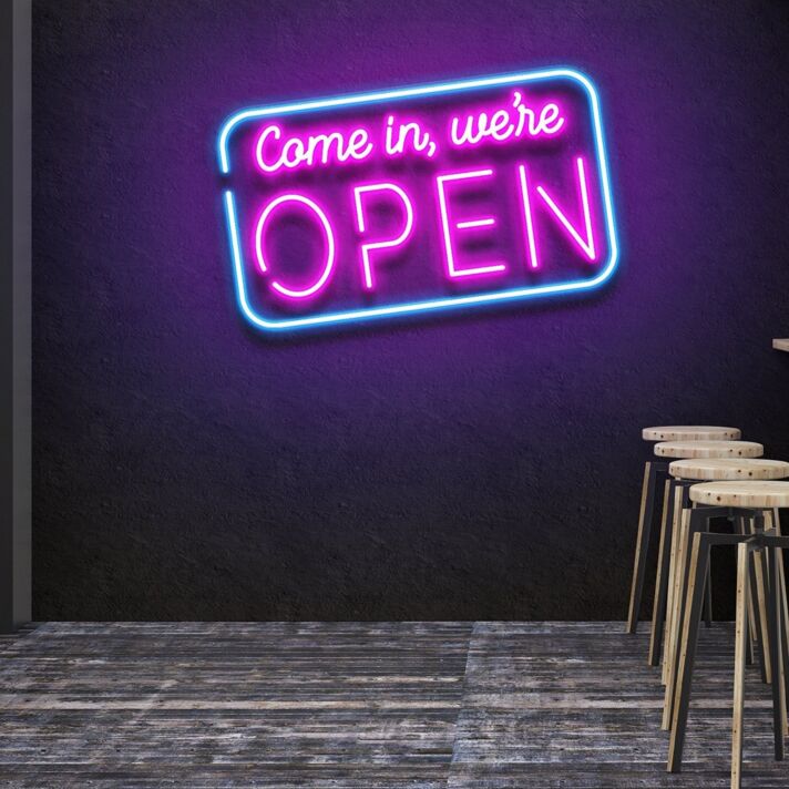 Customize Come In, We're Open Led Neon Sign Inviting and Welcoming Glow