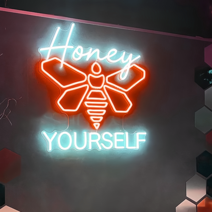 Honey Bee Yourself Neon Sign Illuminate Your Space with Authenticity and Positivity