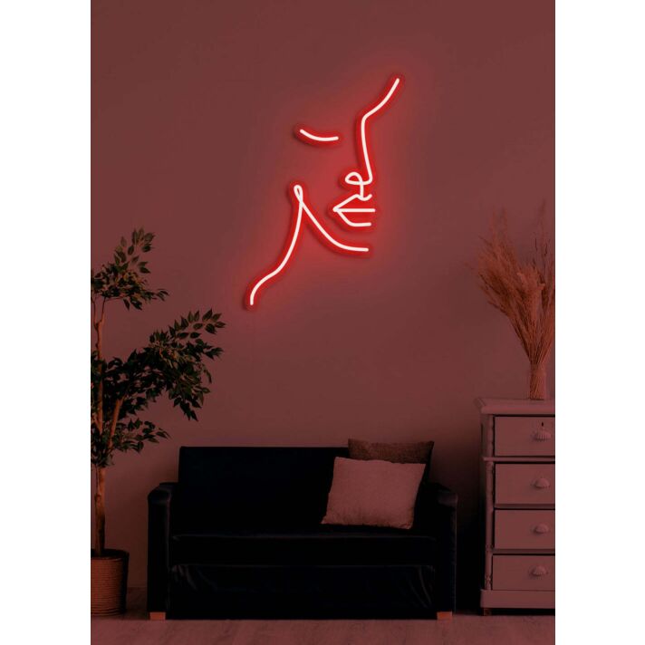 Half face Neon Art Duality and Complexity in Light Form