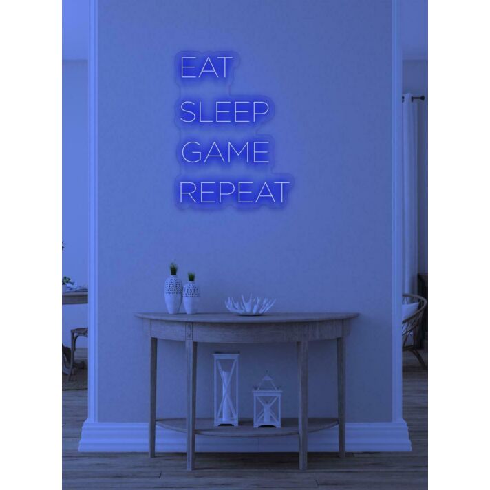 Eat Sleep Game Repeat Neon Tribute to Gaming Lifestyle