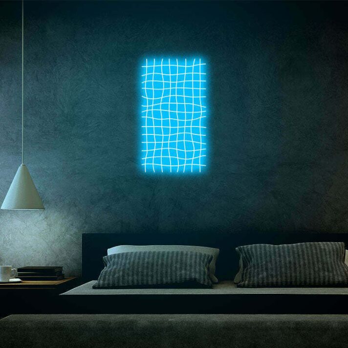 Wavy Trippy Net Psychedelic Neon Art for Modern Spaces