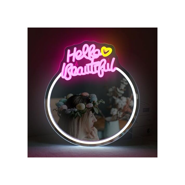 Captivating Hello Beautiful LED Neon Mirror Sign