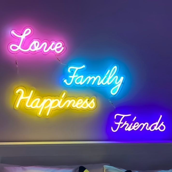 Love, Family, Happiness, Friends: Illuminate Your Space with Neon Warmth and Cheer
