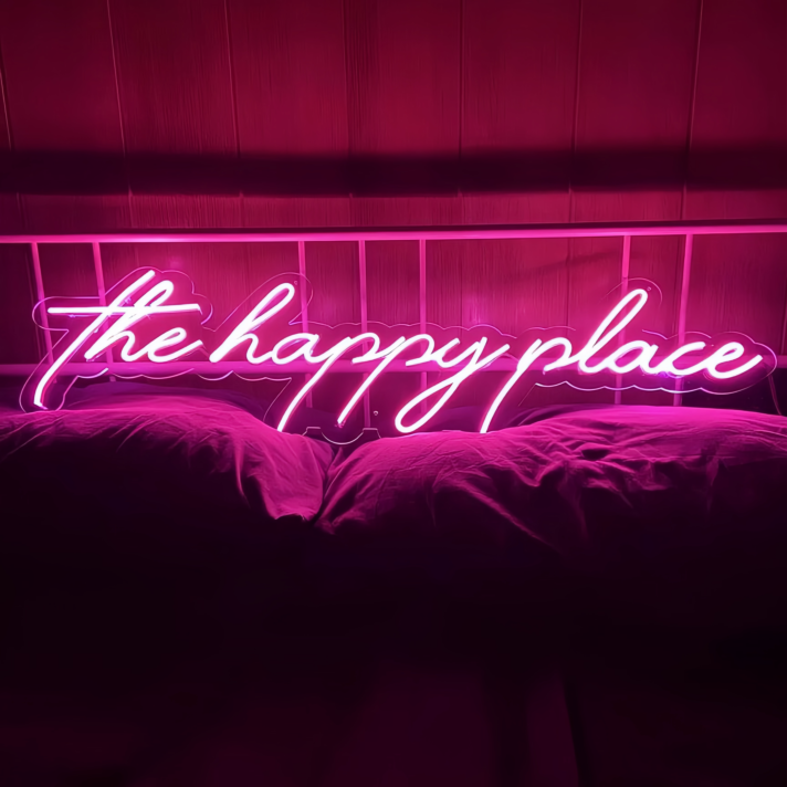 The Happy Place Neon Sign: Illuminate Your Space with Joy and Positivity