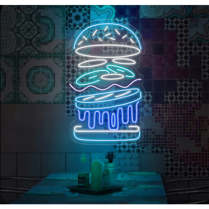 Burger: Light Up Your Space with Neon Flavor