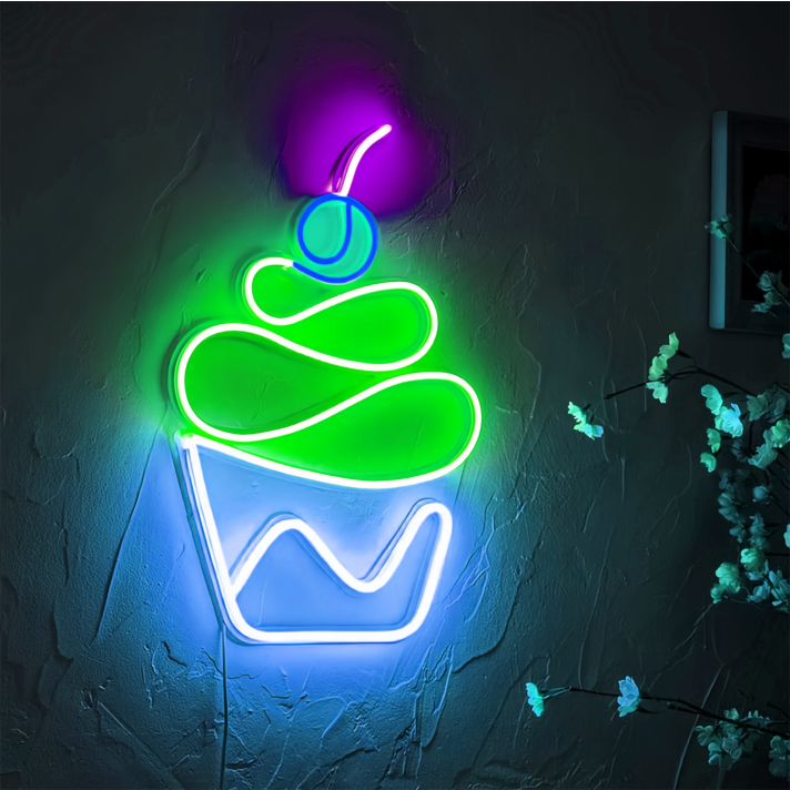 Cupcake: Illuminate Your Space with Neon Sweetness