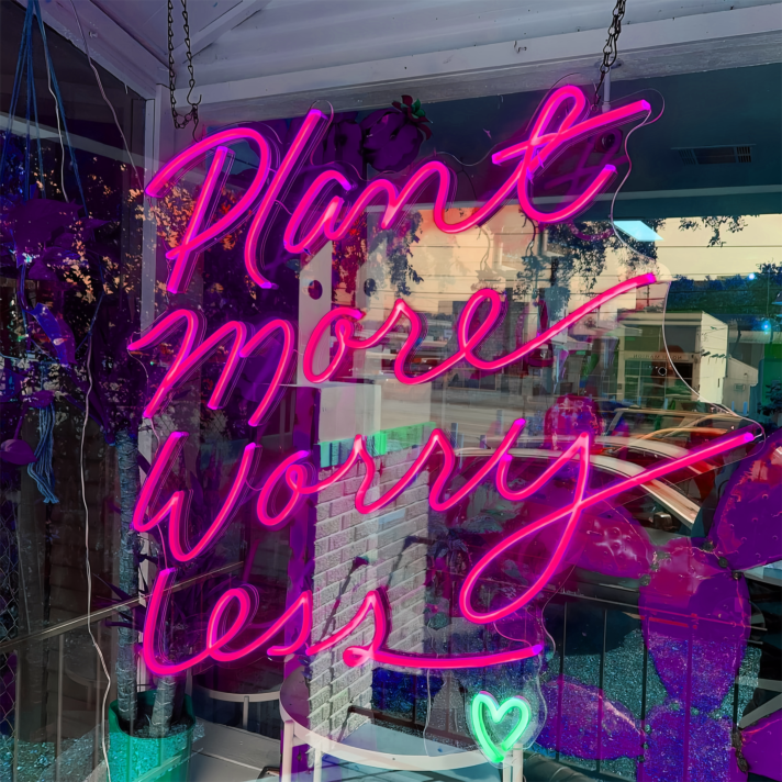 Plant More Worry Less: Illuminate Your Space with Neon Relaxation