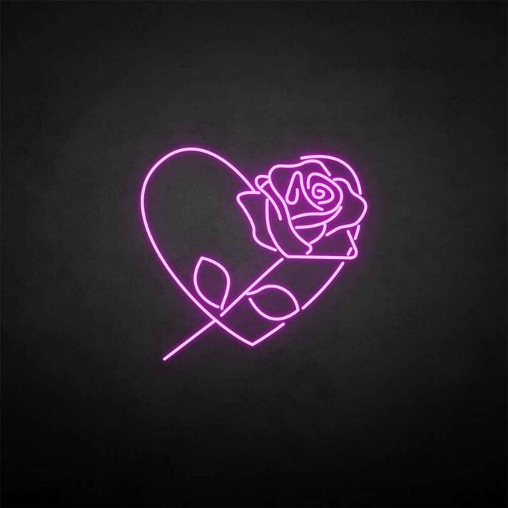 Rose with heart' neon sign
