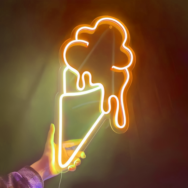 Sweet Indulgence Ice Cream Cone Neon Sign