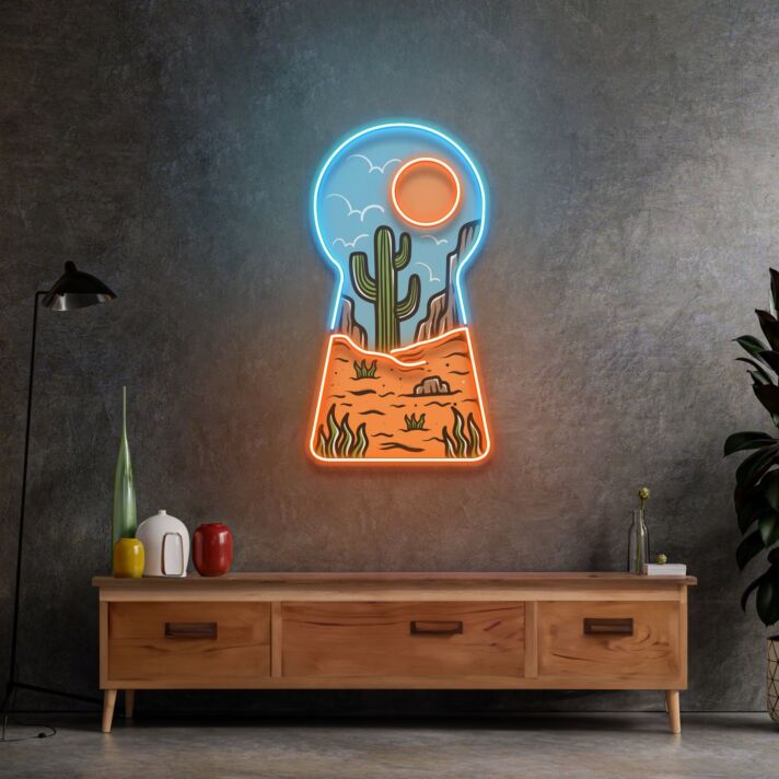 Red Desert Led Neon Acrylic Artwork