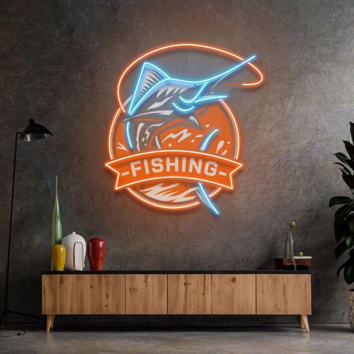 Fishing Logo Led Neon Sign Light Pop Art