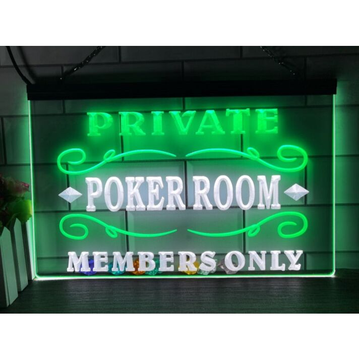 Private Poker Room Two Tone Hanging Neon Sign