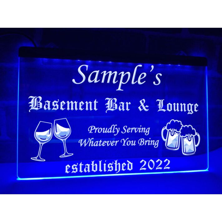 Basement Bar and Lounge Personalized Hanging Neon Sign