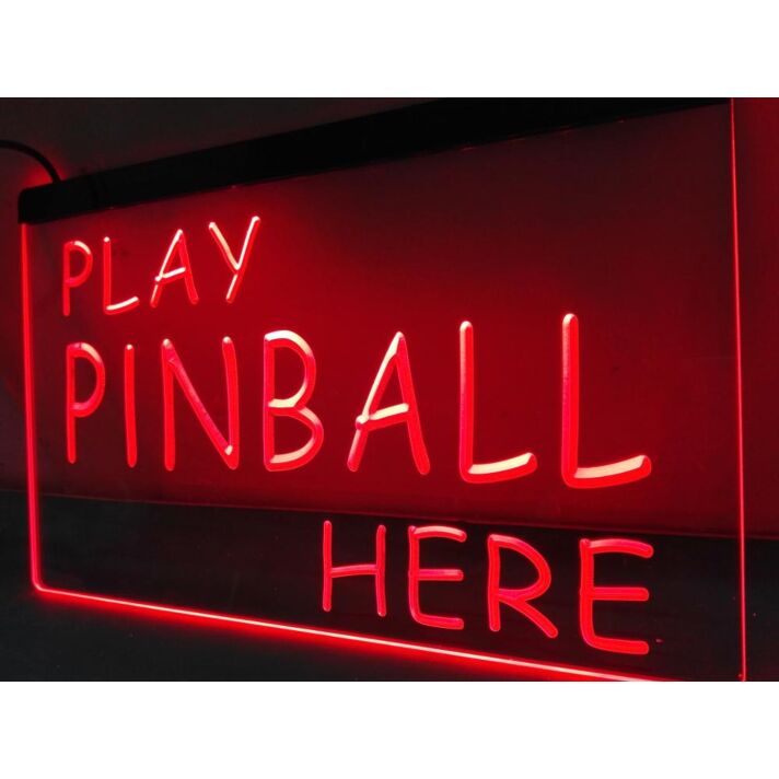 Play Pinball Here Hanging Neon Sign