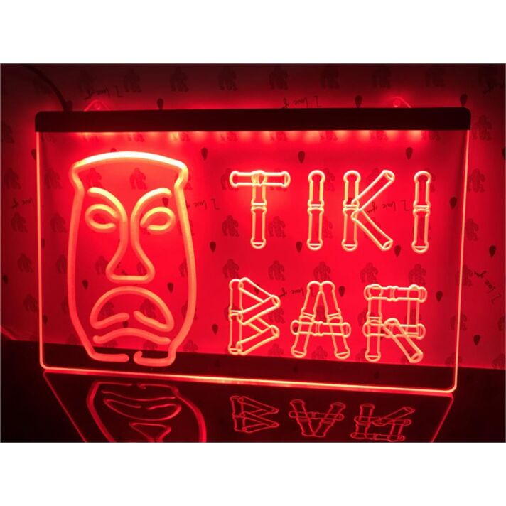Tiki Bar Bamboo Mask Hanging Neon Sign