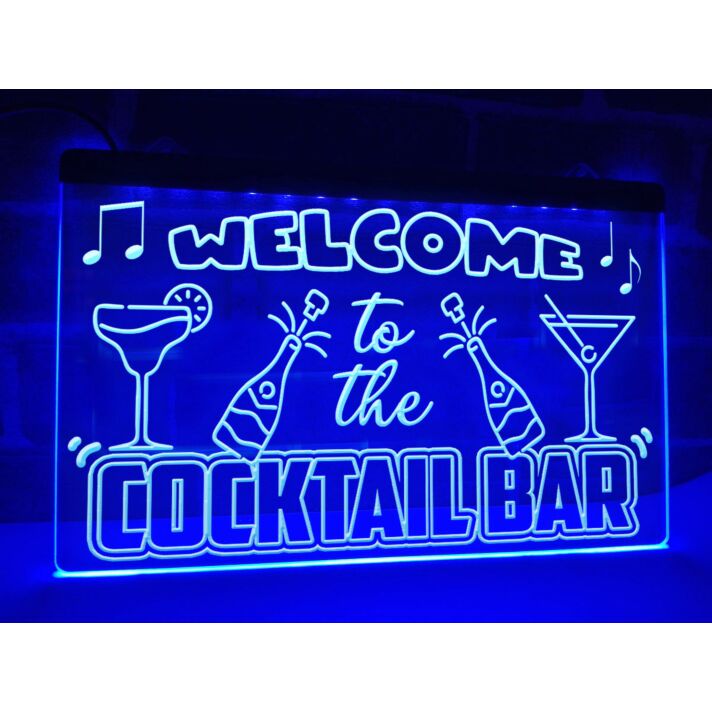 Welcome to the Cocktail Bar Hanging Neon Sign