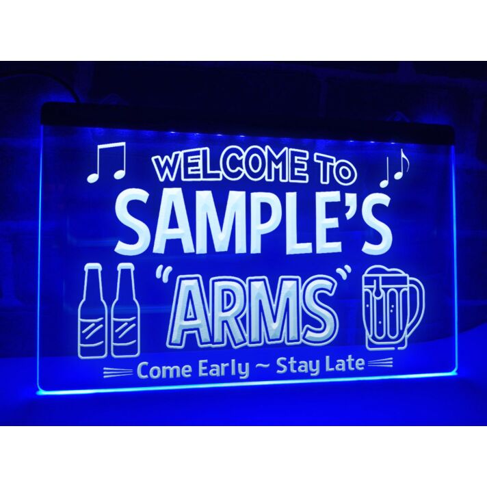 Welcome to Arms Personalized Hanging Neon Sign