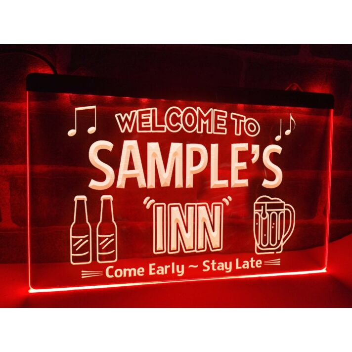 Welcome to My Inn Personalized Hanging Neon Sign