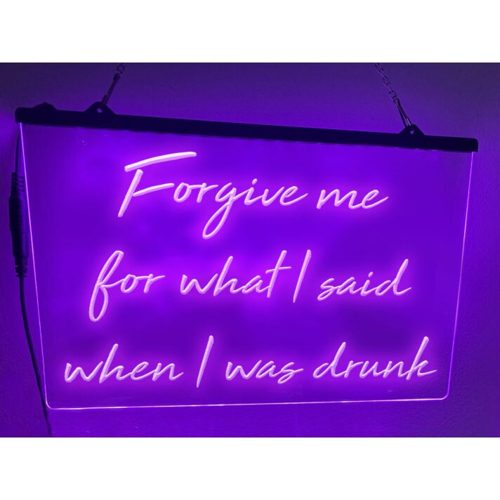 Forgive me for what I said when I was drunk Hanging Neon Sign