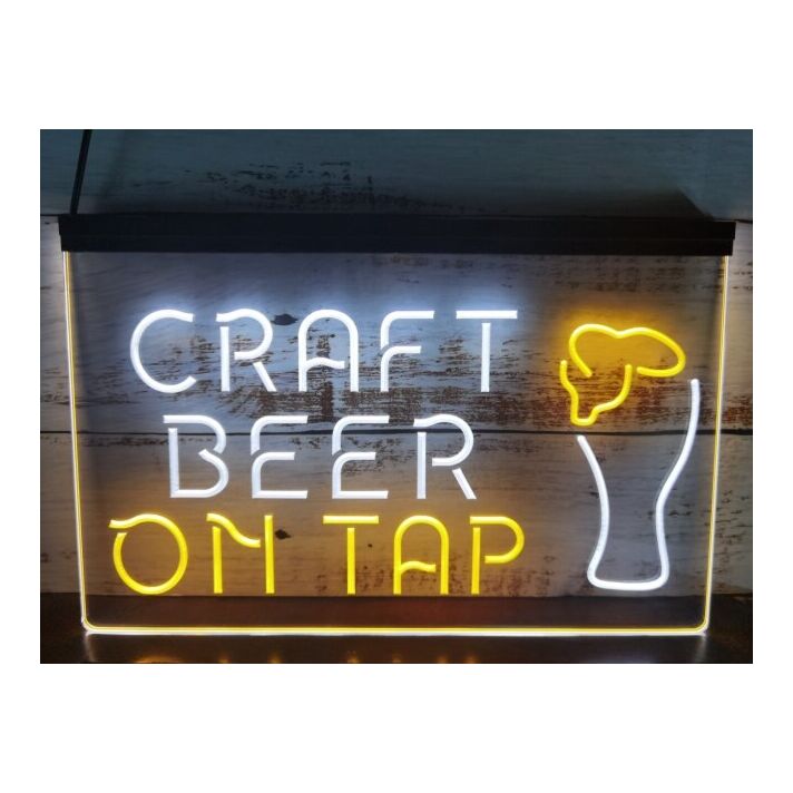 Craft Beer On Tap Two Tone Hanging Neon Sign
