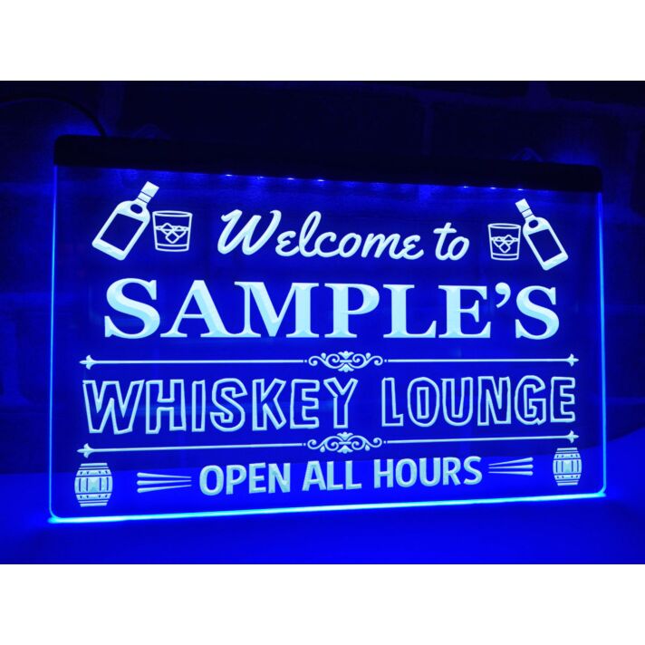 Welcome to My Whiskey Lounge Personalized Hanging Neon Sign