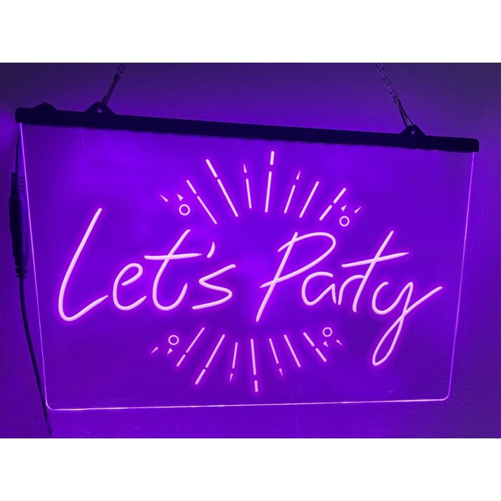Let's Party Hanging Neon Sign