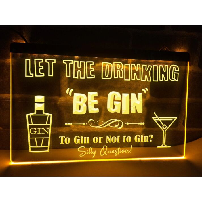 Let the Drinking Be Gin Hanging Neon Sign