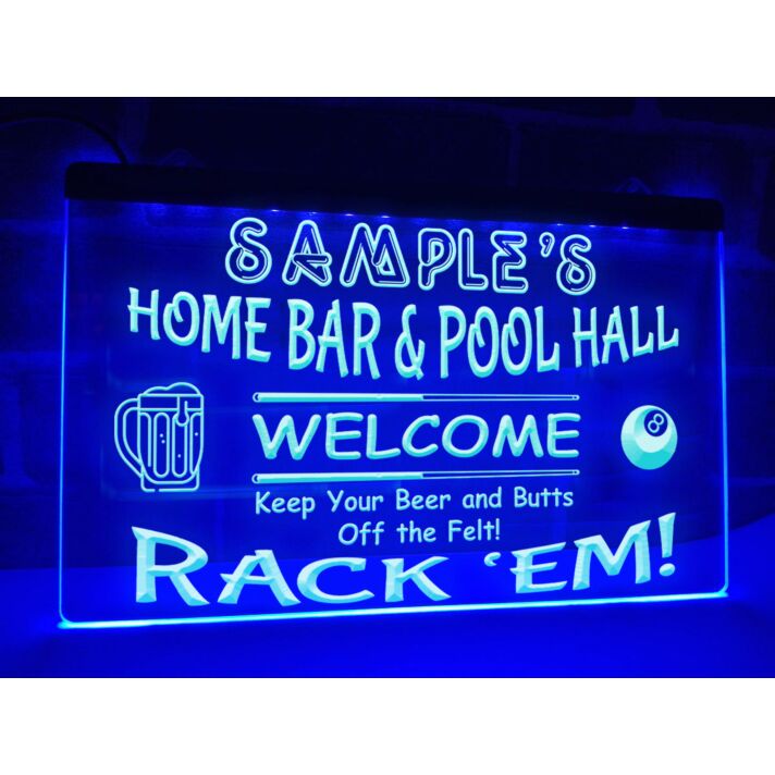 Home Bar and Pool Hall Personalized Hanging Neon Sign