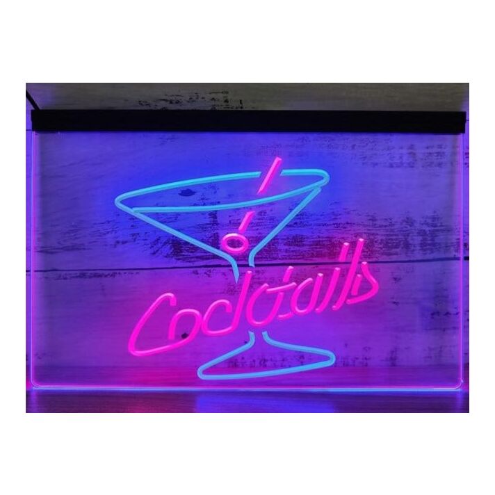 Cocktails Two Tone Hanging Neon Sign