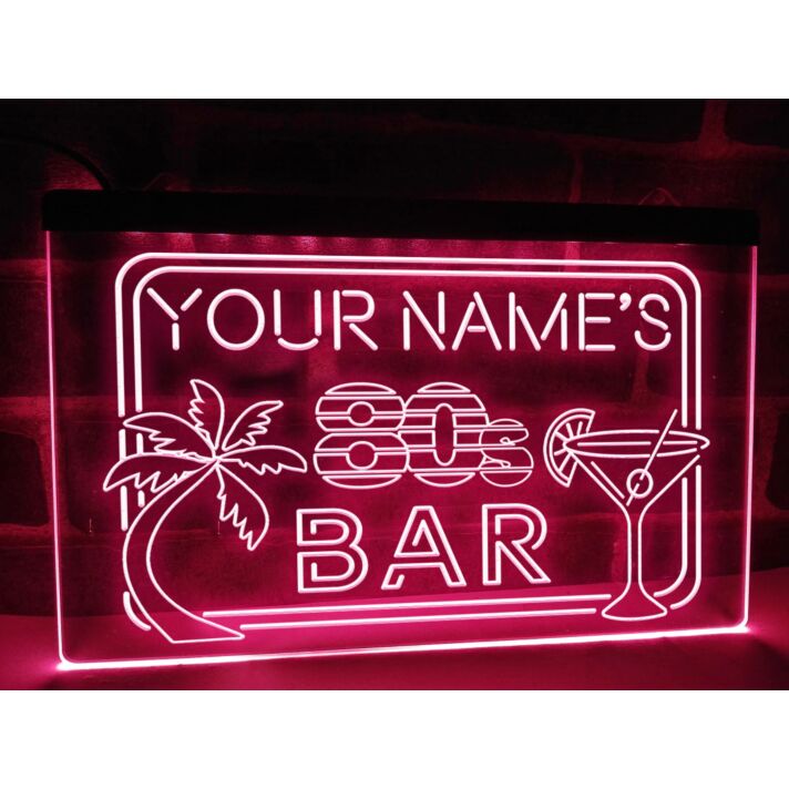 80s Bar Personalized Hanging Neon Sign