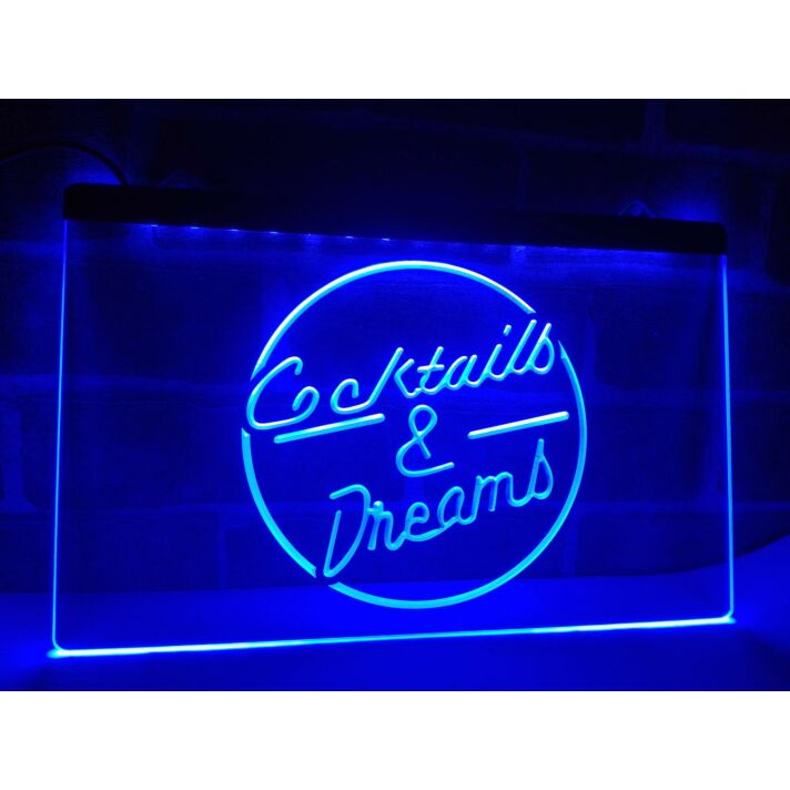 Cocktails & Dreams Hanging Neon Sign