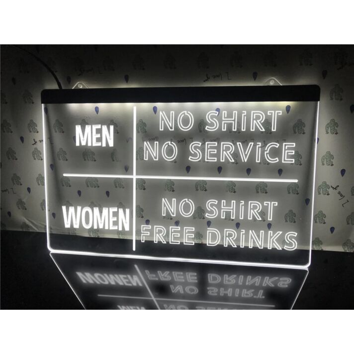 No Shirt No Service Funny Hanging Neon Sign