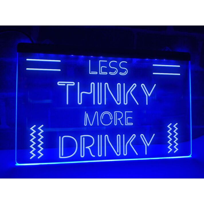 Less Thinky More Drinky Bar Hanging Neon Sign