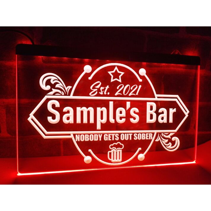 Nobody Gets Out Sober Personalized Bar Hanging Neon Sign