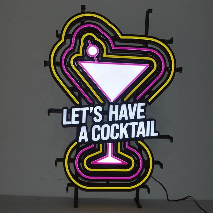 Let' Have a Cocktail Iron Frame Neon Sign
