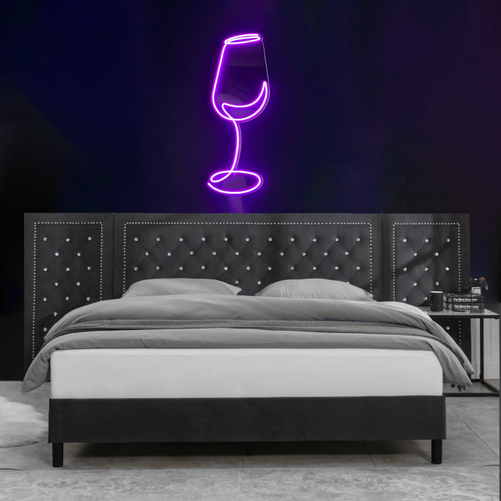 Sophisticated Elegant Wine Glass Neon Light