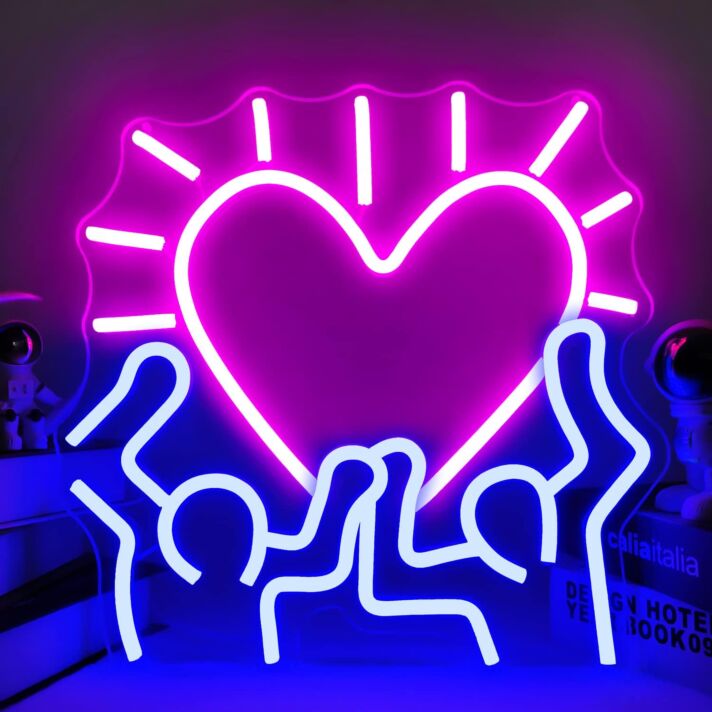 Doll Figure Holding Heart Neon Sign