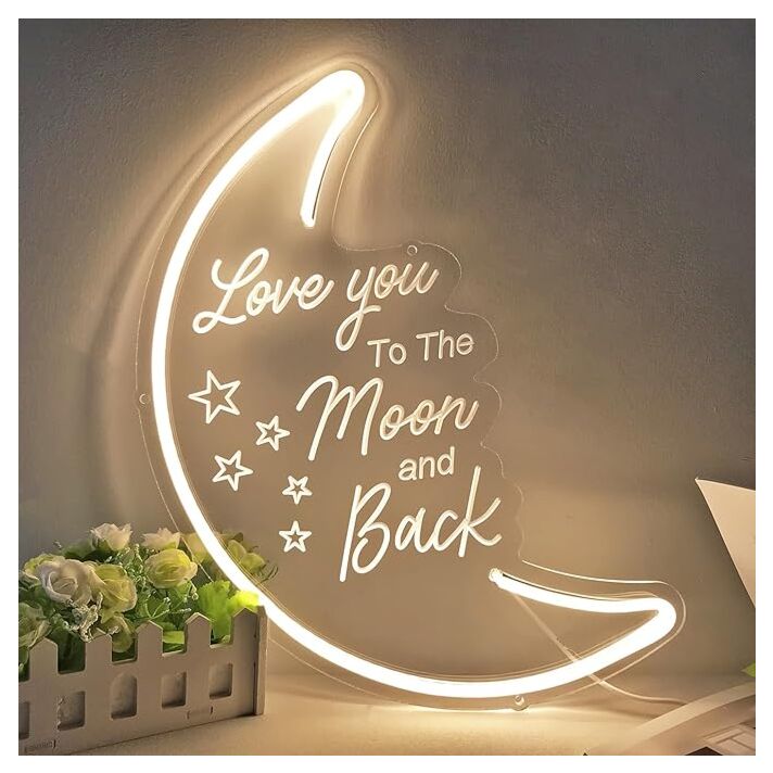 Love You to the Moon and Back Wedding Neon Sign