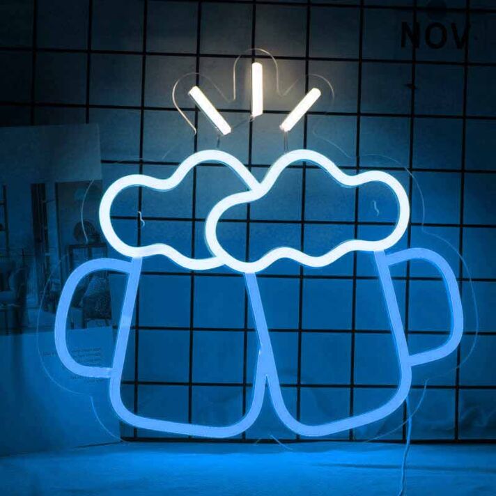 Cheers with Beer Glasses Bar Neon Sign