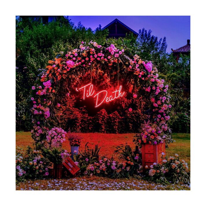Til Death Neon Sign for Wedding Venues and Romantic Settings